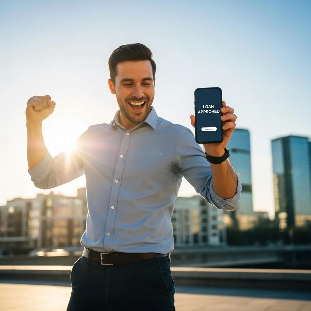 Investor celebrating fast loan approval from Fidelity Funding