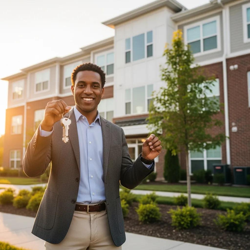 Investor standing in front of a renovated multi‑family building, illustrating the benefits of equity‑based financing