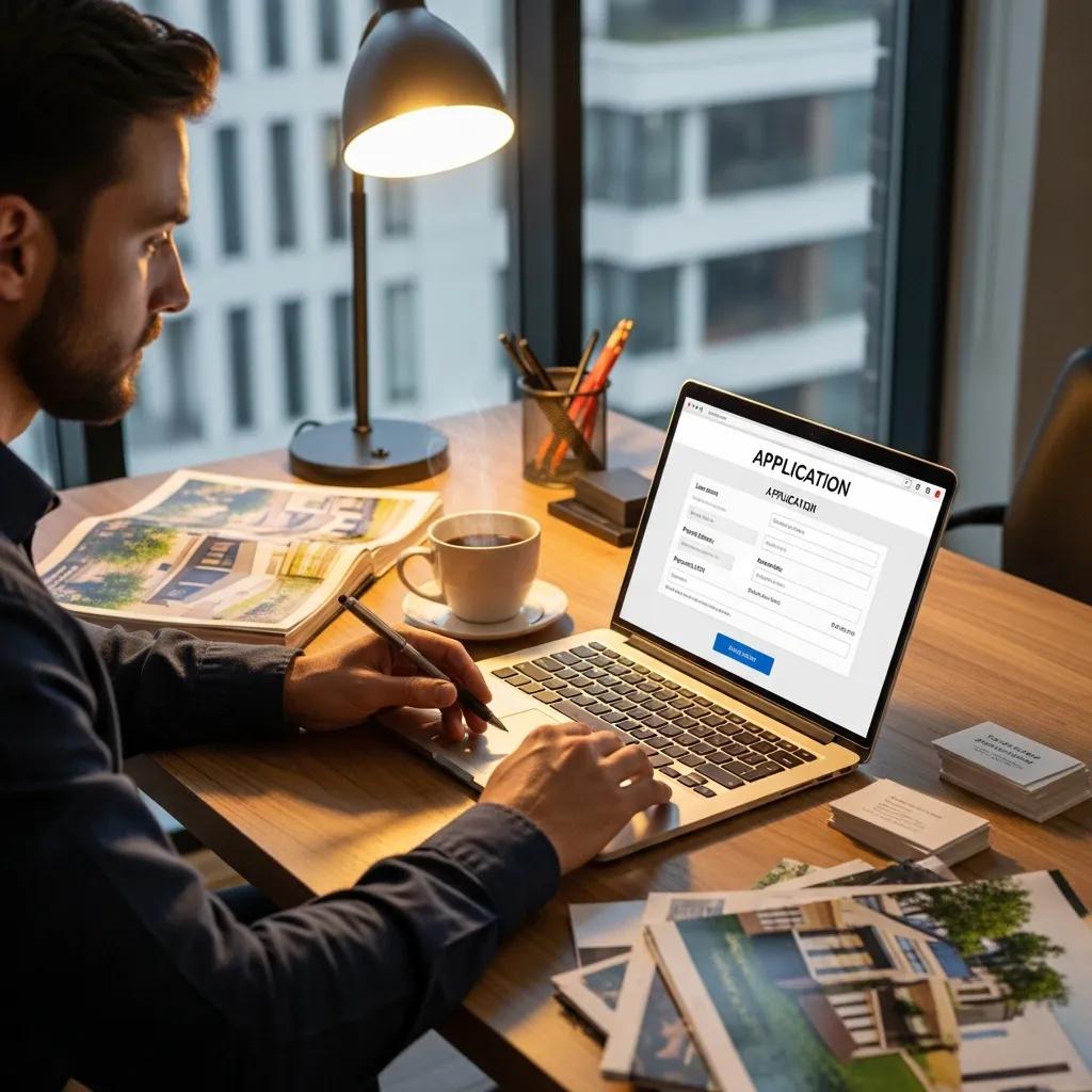 Investor completing an online loan application with Fidelity Funding on a laptop