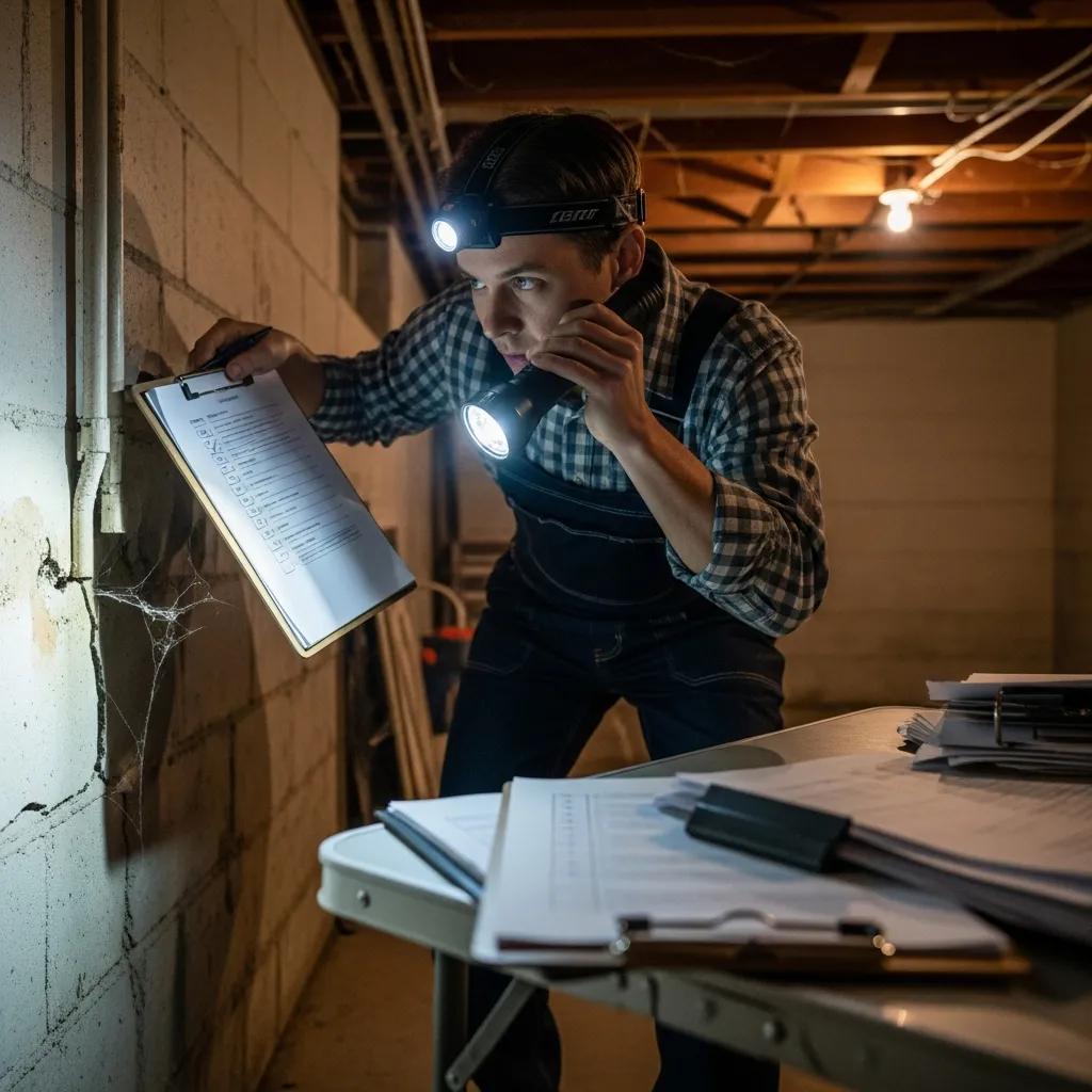 Investor performing due diligence with property disclosure documents on-site