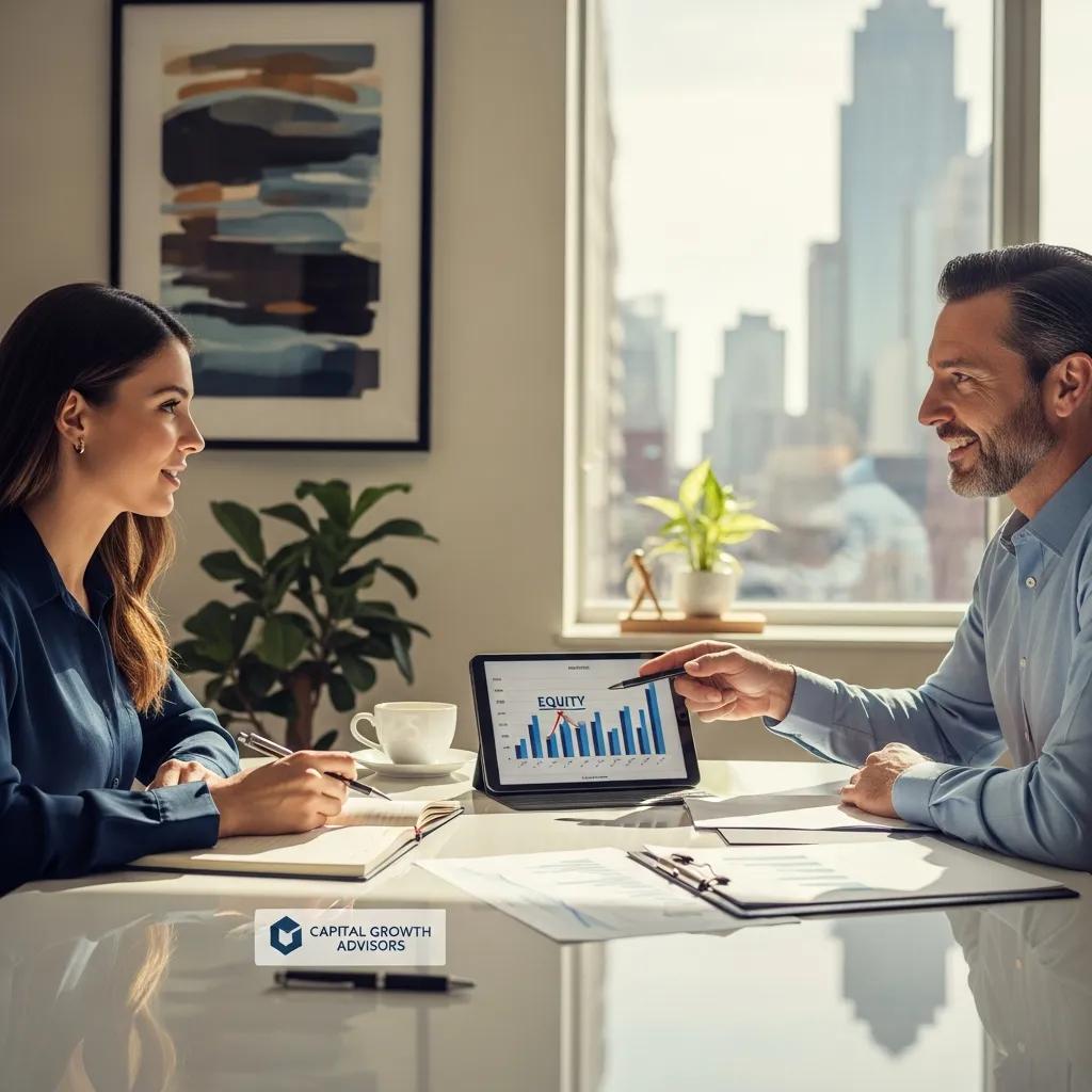 Investor consulting with an adviser about equity-based financing