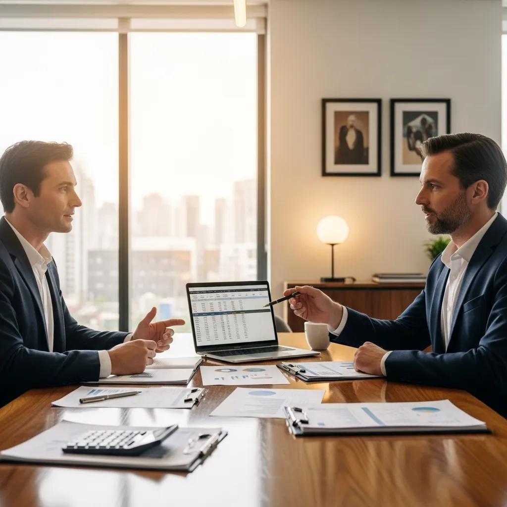 Investor consulting with an advisor about refinance choices