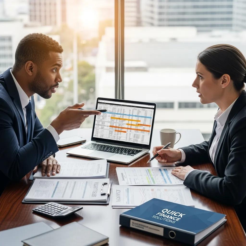 Investor consulting a lender about fast financing options