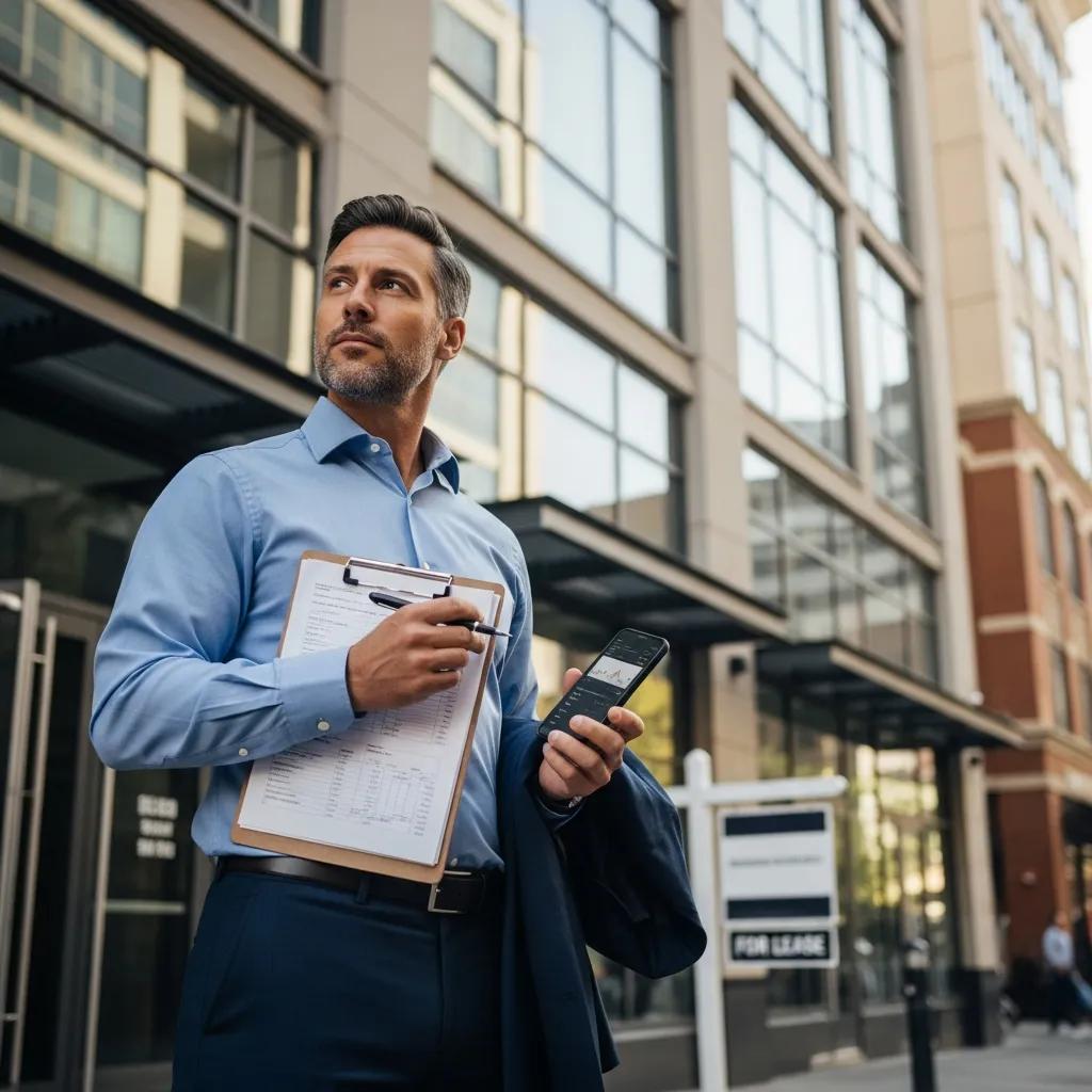 Investor reviewing a commercial property as part of a hard money loan evaluation