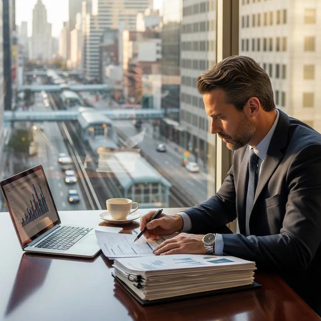 Investor reviewing financing paperwork in an office, representing the use of hard money loans for properties near transit