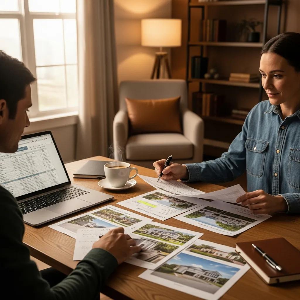 Real estate investor reviewing trust deed documents in a cozy home office