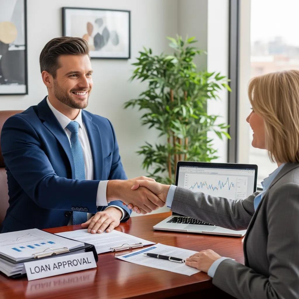 Investor and lender shaking hands after a loan approval