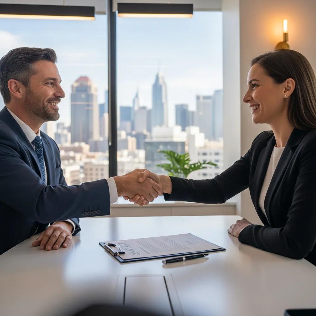 Investor and lender shaking hands over a loan agreement