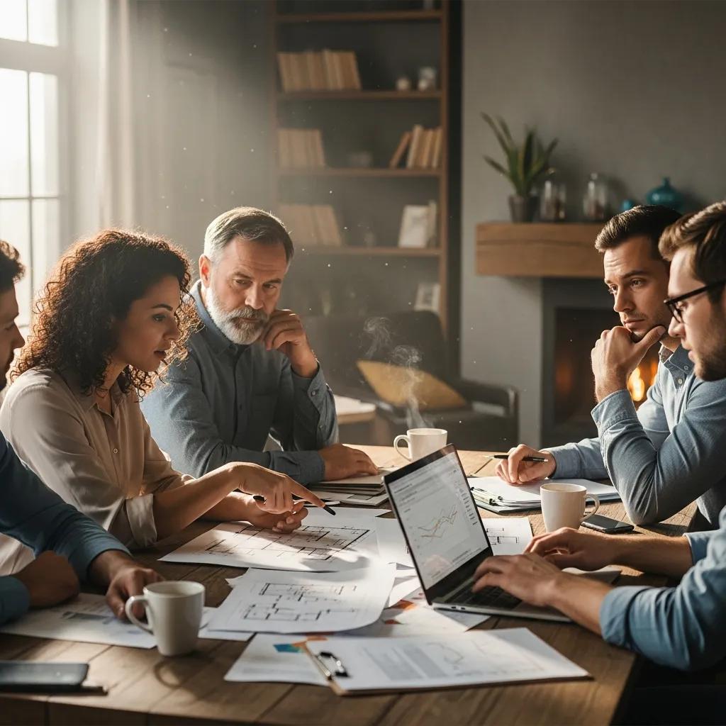 Real estate investors collaborating on the BRRRR method in a cozy setting