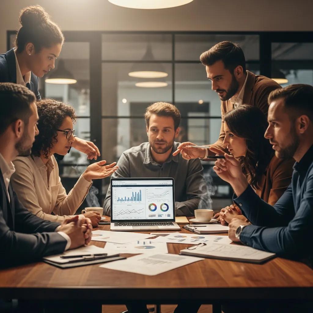 Real estate investors discussing hard money loans in a modern office setting