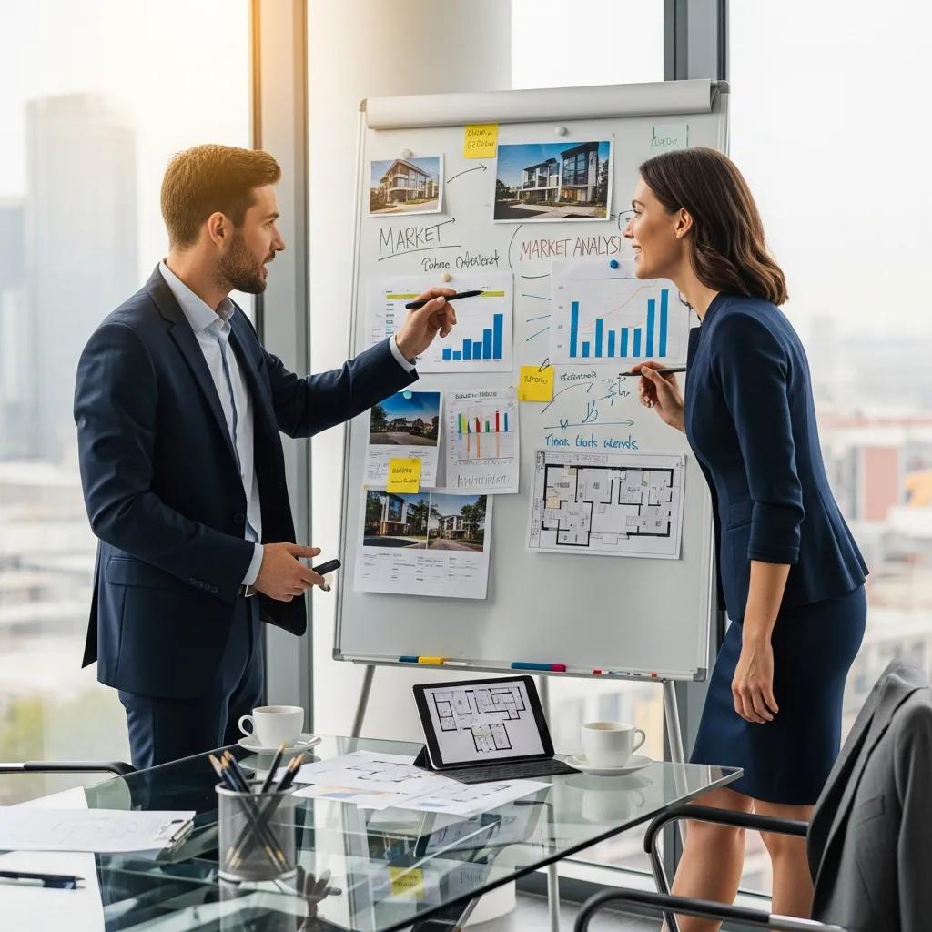 Team discussing a property acquisition in a modern office