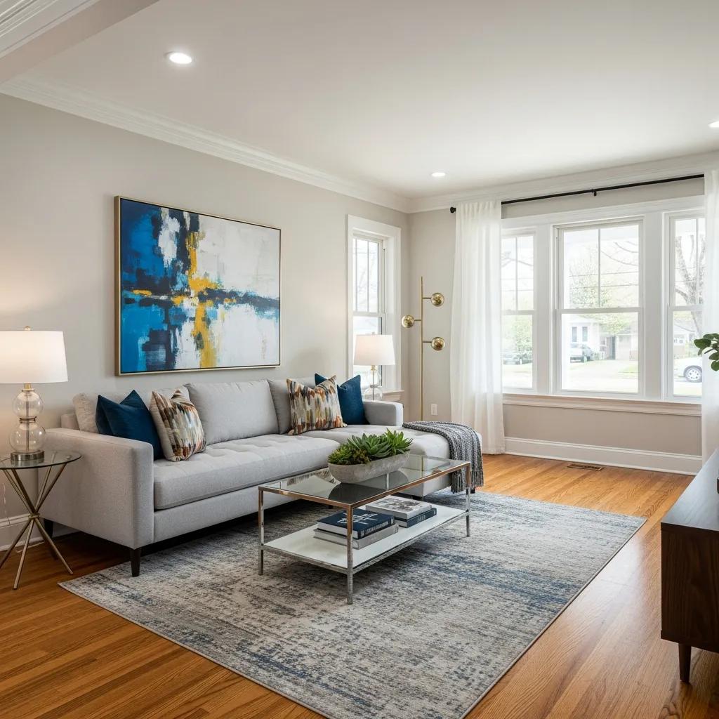 Renovated living room illustrating after repair value potential