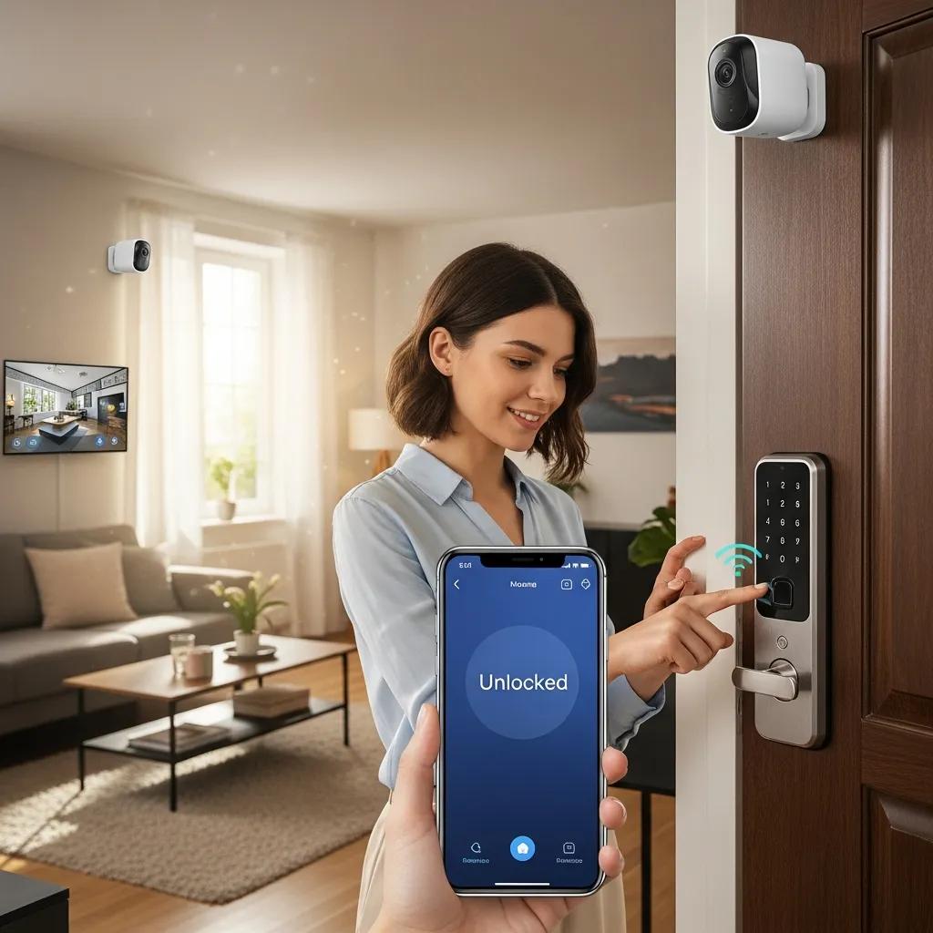 Smart home devices improving security and tenant convenience in a rental property