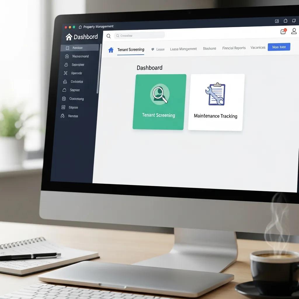 Clean property management software dashboard displayed on a computer