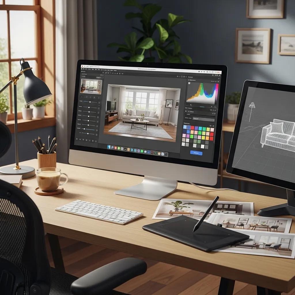 Workflow for virtual staging: photography, editing, and 3D rendering