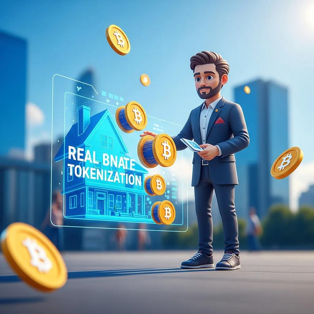 Graphic showing digital tokens layered over an urban property landscape to represent tokenization