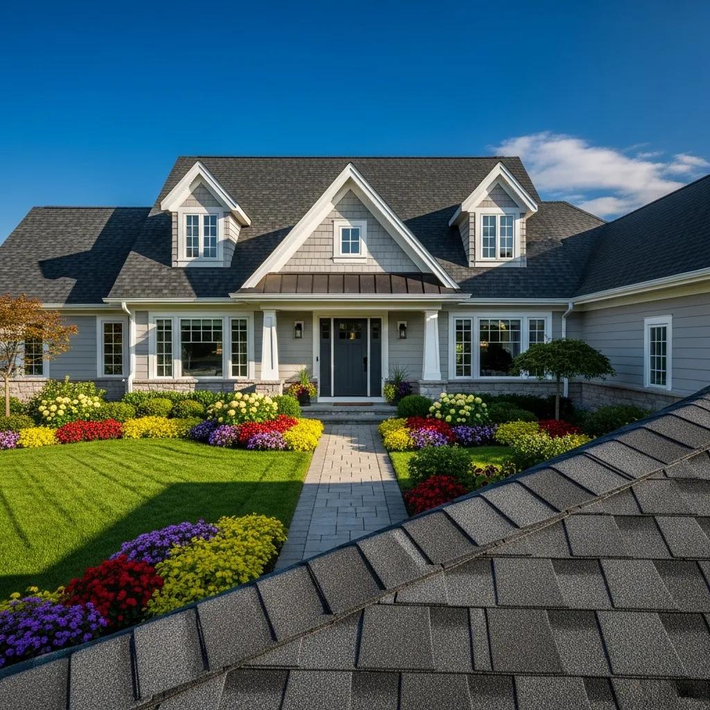 Home exterior showing curb appeal, roof lines, and foundation
